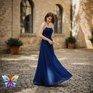 Reitmans Elegant Midnight Blue Maxi Dress Size 11 EUC